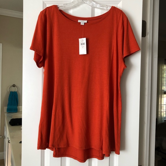 NWT J. Jill Size XL Rust Orange Elliptical Tee - Picture 1 of 7